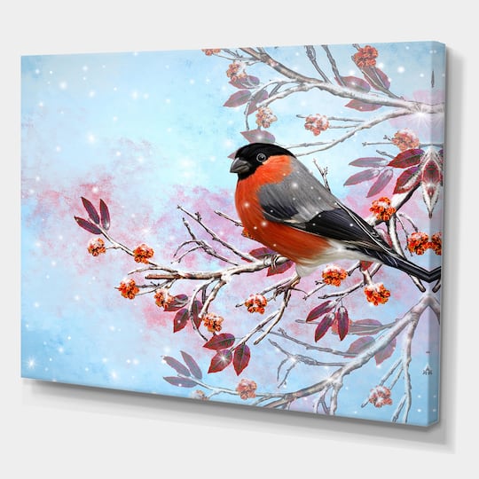 Designart - Two Bright Bird Bullfinch Bird Sitting On A Branch